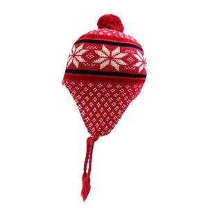 Snowflake Knit Winter Hat With Tassels